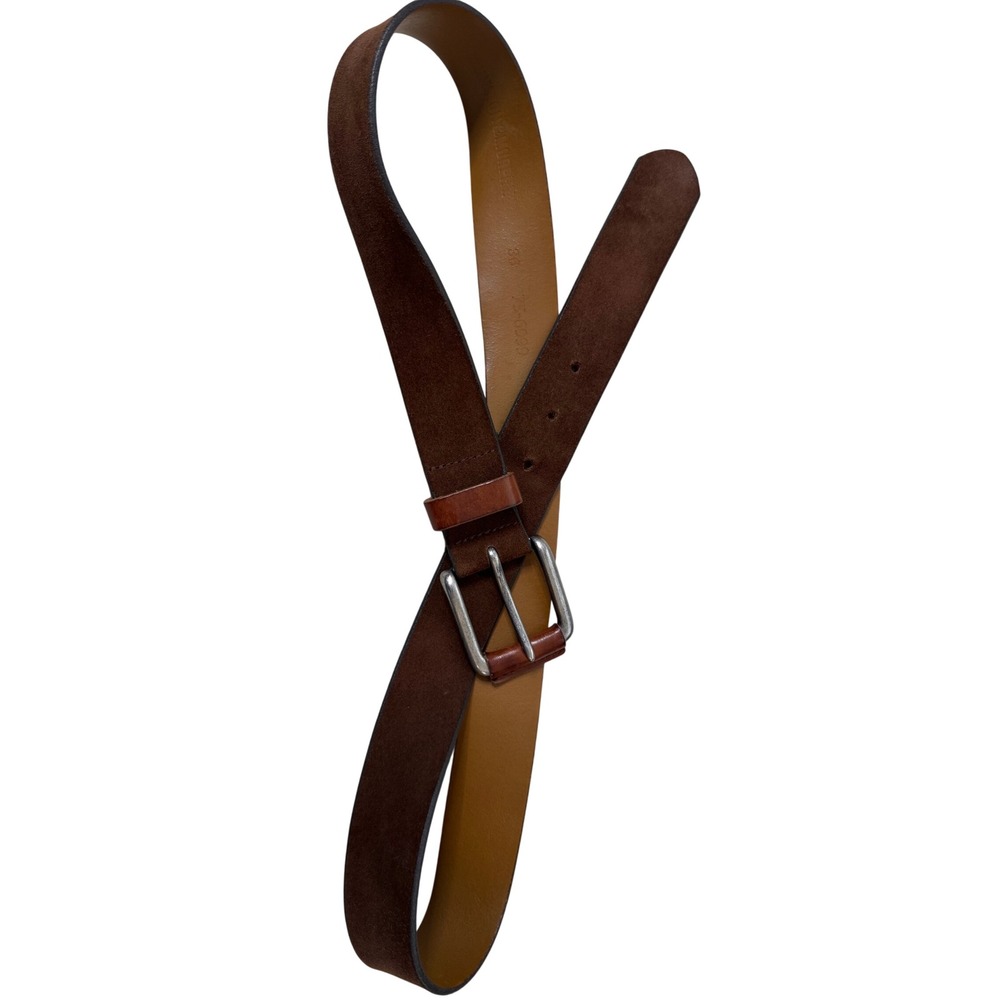 Johnston & Murphy Mens Brown Suede Leather Belt 36 Made in USA 75-6999